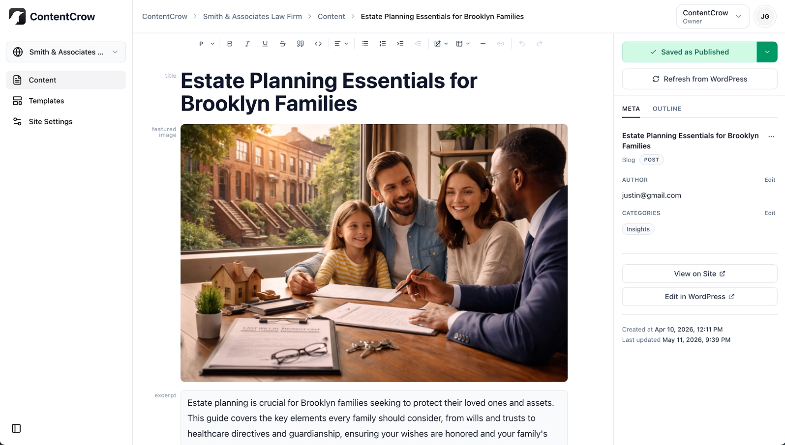 ContentCrow content editor screenshot